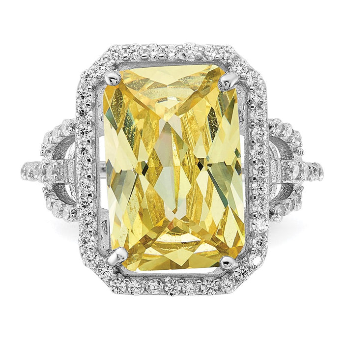 Shop Exclusive Rhodium-Plated Sterling Silver Ring with Fancy Yellow & White CZ-4
