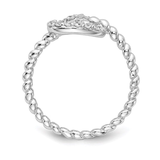 High-Quality Cheryl M Sterling Silver CZ Knot Ring, Stylish Rhodium-Plated Design