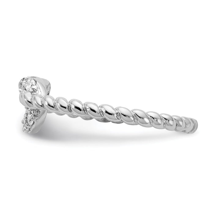 Shop Exclusive Cheryl M Sterling Silver Rhodium-Plated CZ Knot Ring - Stylish Design-3