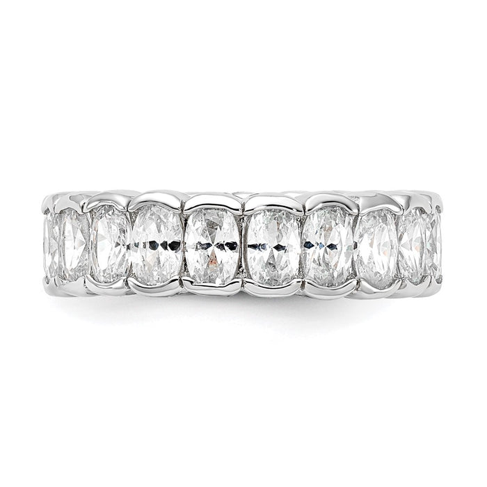 Exclusive Polished Oval CZ Eternity Ring - Stylish Rhodium-Plated Silver-3