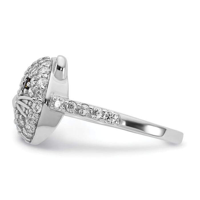 Order Stylish Cheryl M Sterling Silver Cat Ring - Polished, Rhodium-Plated, CZ Accents-3