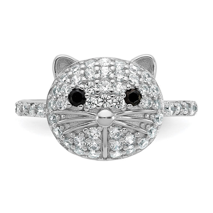 Exclusive Cheryl M Cat Ring: 925 Sterling Silver, Polished, Affordable CZ Accents-4