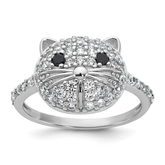 Exclusive Cheryl M Cat Ring: 925 Sterling Silver, Polished, Affordable CZ Accents