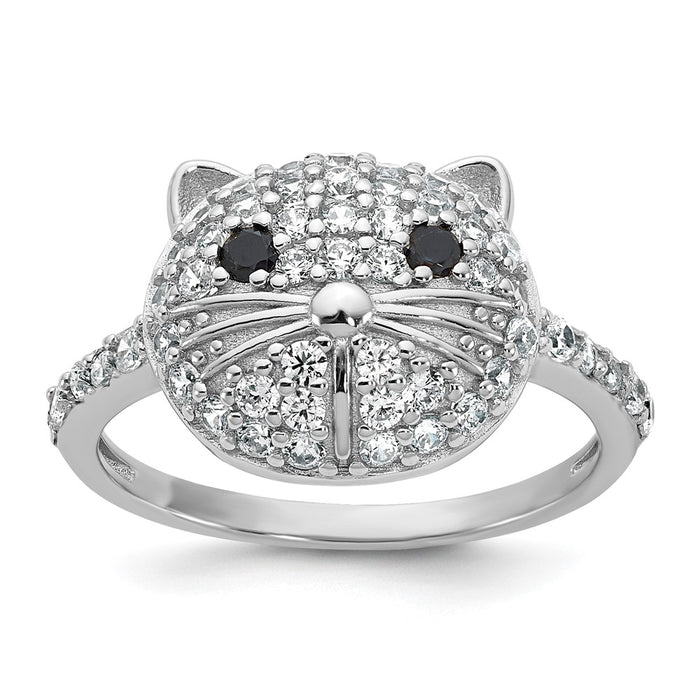 High-quality Cheryl M Cat Ring - Sterling Silver, Rhodium-Plated, Stylish CZ Accents-1