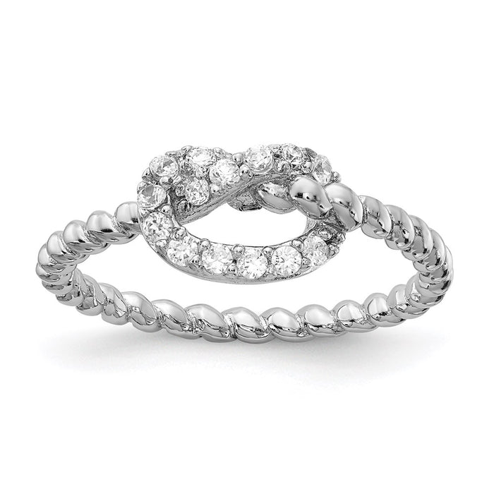 Buy Stylish Cheryl M Sterling Silver Rhodium-Plated CZ Knot Ring, 14K Gold Finish-1