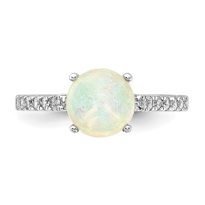 Buy Exclusive Rhodium-Plated Sterling Silver Ring with Lab-Created Opal & CZ-4