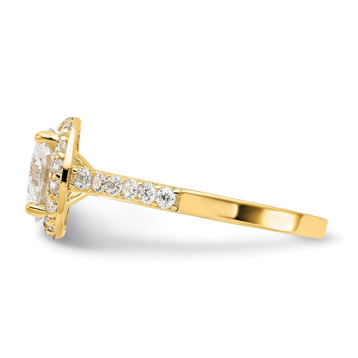 Exclusive Cheryl M Polished CZ Halo Ring: Stylish Sterling Silver & Gold-Plated-3