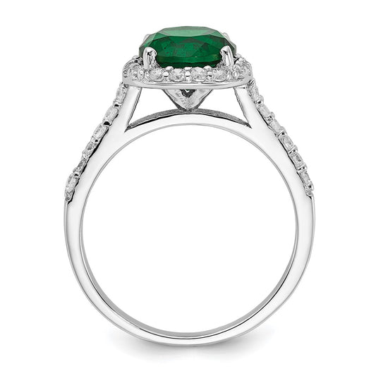 Buy Exclusive Cheryl M Sterling Silver Green Glass & CZ Halo Ring - Stylish Design!