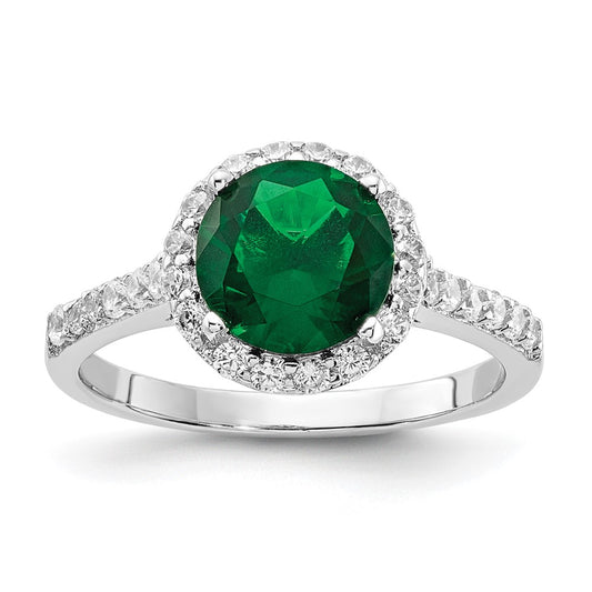 Buy Exclusive Cheryl M Sterling Silver Green Glass & CZ Halo Ring - Stylish Design!