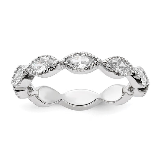 Shop Stylish Cheryl M Polished Rhodium-Plated Sterling Silver CZ Ring, 14K Value