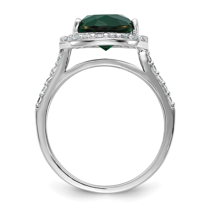 Shop Exclusive Cheryl M Sterling Silver Teardrop Halo Ring, Stylish Green Glass & CZ-2
