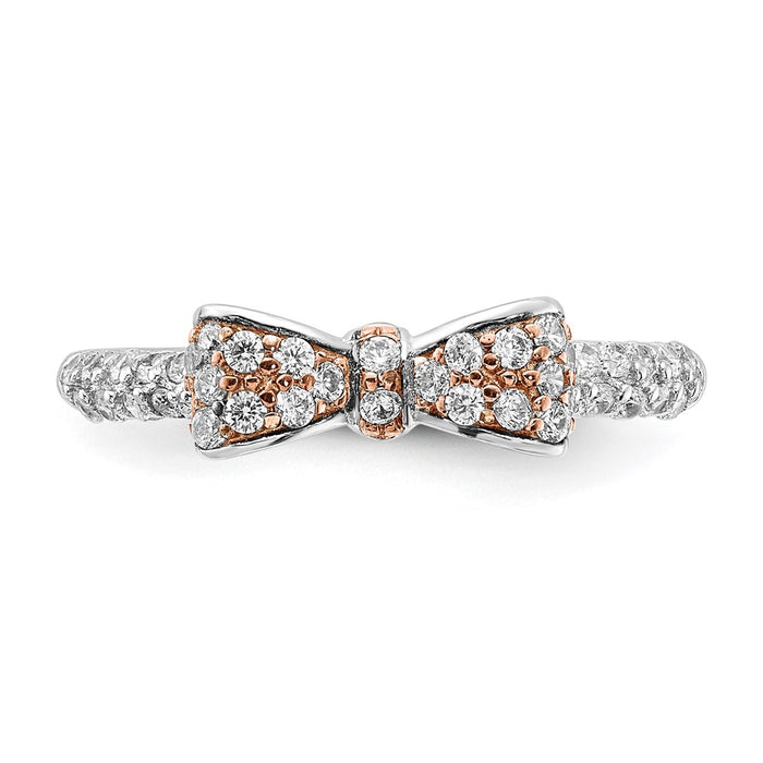 Exclusive Cheryl M Polished CZ Bow Ring | Stylish Sterling Silver & Rose Gold-4