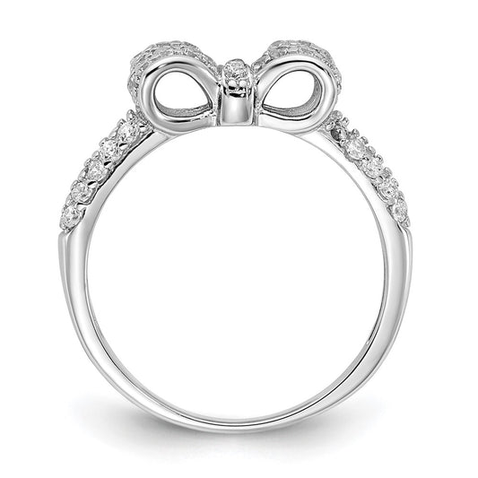 High-Quality Cheryl M Polished CZ Bow Ring | Stylish Sterling Silver & Rhodium