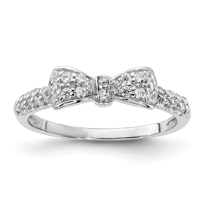 Buy Stylish Cheryl M Polished CZ Bow Ring - Rhodium-Plated Sterling Silver-1