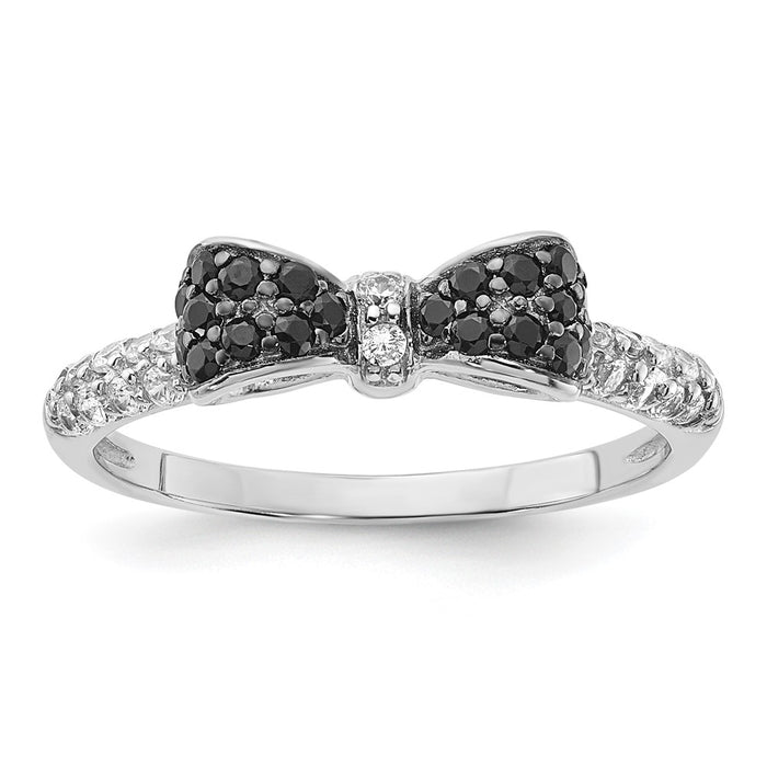 Buy Stylish Rhodium-Plated Sterling Silver Ring with Polished CZ Stones-1