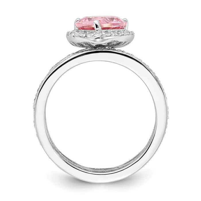 Shop Stylish Cheryl M Sterling Silver Teardrop Ring Set with Pink CZ - Value!-2