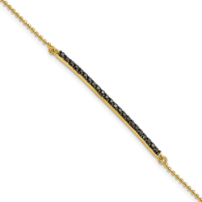 Buy Stylish 7-Inch Cheryl M Sterling Silver & Gold-Plated CZ Bar Bracelet-1