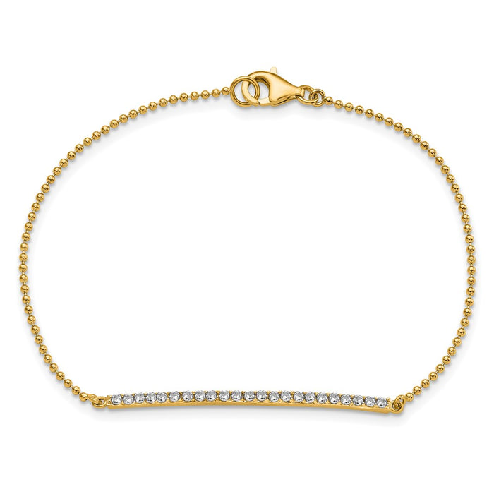 Buy Stylish 7-Inch Polished Sterling Silver & Gold-Plated Beaded CZ Bracelet-3