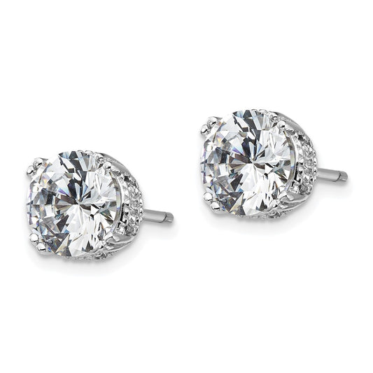 Buy Exclusive 8mm Brilliant-Cut CZ Stud Earrings in Rhodium-Plated Sterling Silver