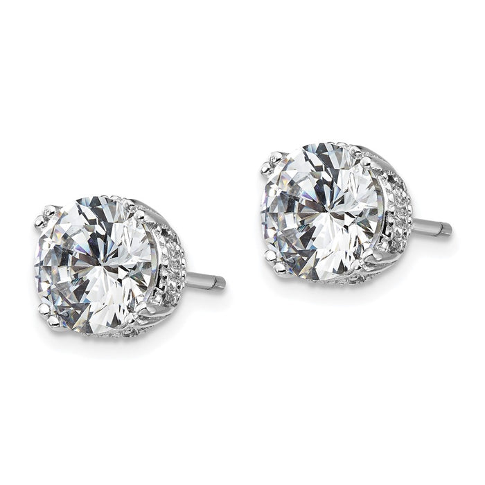 Buy Exclusive 8mm Brilliant-Cut CZ Stud Earrings in Rhodium-Plated Sterling Silver-2