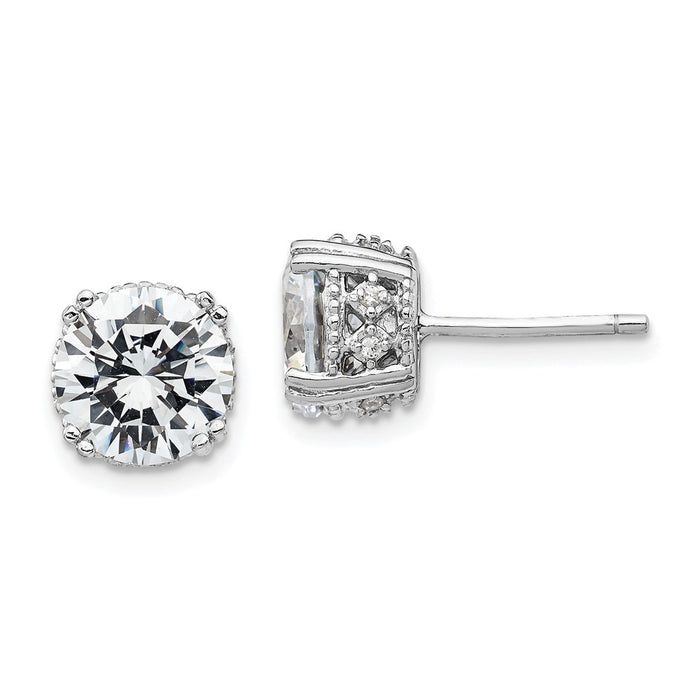 Buy Exclusive 8mm Brilliant-Cut CZ Stud Earrings in Rhodium-Plated Sterling Silver-1