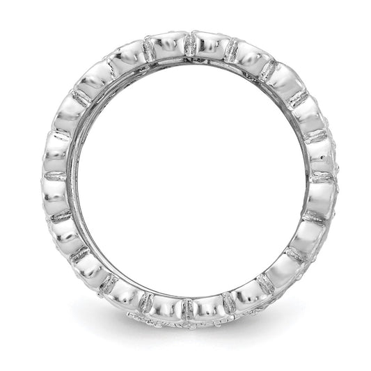 High-Quality Cheryl M 5-Piece Eternity Ring Set - Stylish Rhodium-Plated CZs