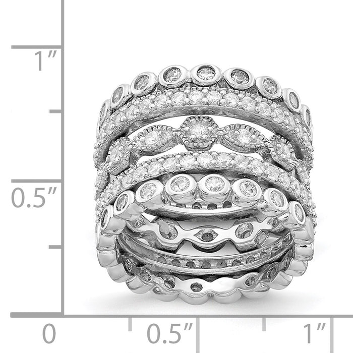 Shop Stylish Cheryl M Sterling Silver 5-Piece Eternity Ring Set, Rhodium-Plated-4