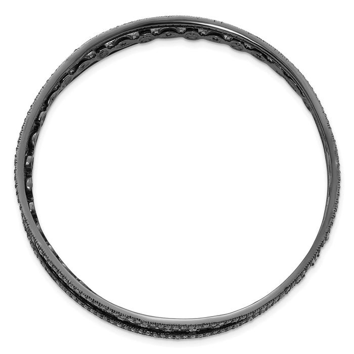 Shop Stylish Cheryl M Sterling Silver Black-Plated CZ Triple Bangle Set-2