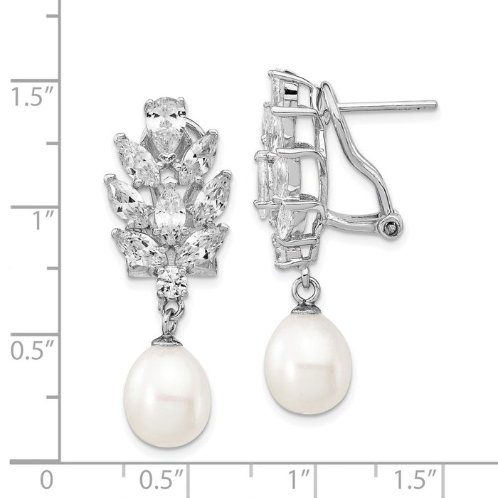High-Quality Cheryl M Sterling Silver Teardrop Earrings - Stylish Pearls & CZs-4