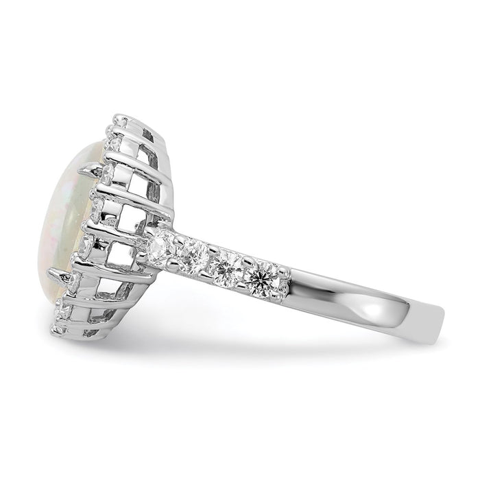 Exclusive Cheryl M Sterling Silver Opal Ring, .85mm, Stylish CZ Halo-3