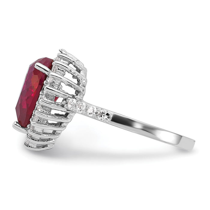 Buy Stylish Cheryl M Sterling Silver Heart Halo Ring with 100-Facet Ruby-3