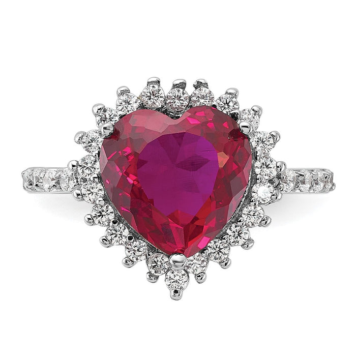 Buy Cheryl M 100-Facet Lab-Created Ruby Halo Ring | Stylish Silver 14K Design-4