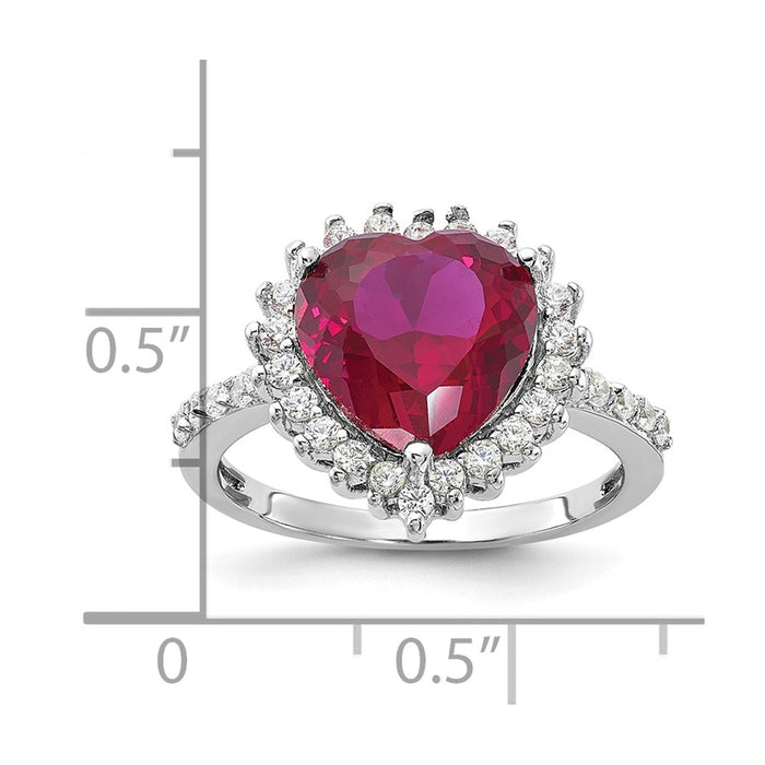 Buy Stylish Cheryl M Sterling Silver Heart Halo Ring with 100-Facet Ruby-4