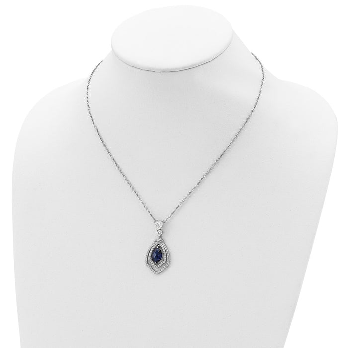 High-Quality 18-Inch Sterling Silver Necklace with Dark Blue Spinel & CZ Accents-3