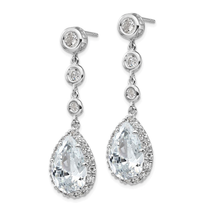 Buy Stylish Cheryl M Sterling Silver Rhodium-Plated CZ Teardrop Halo Earrings-2