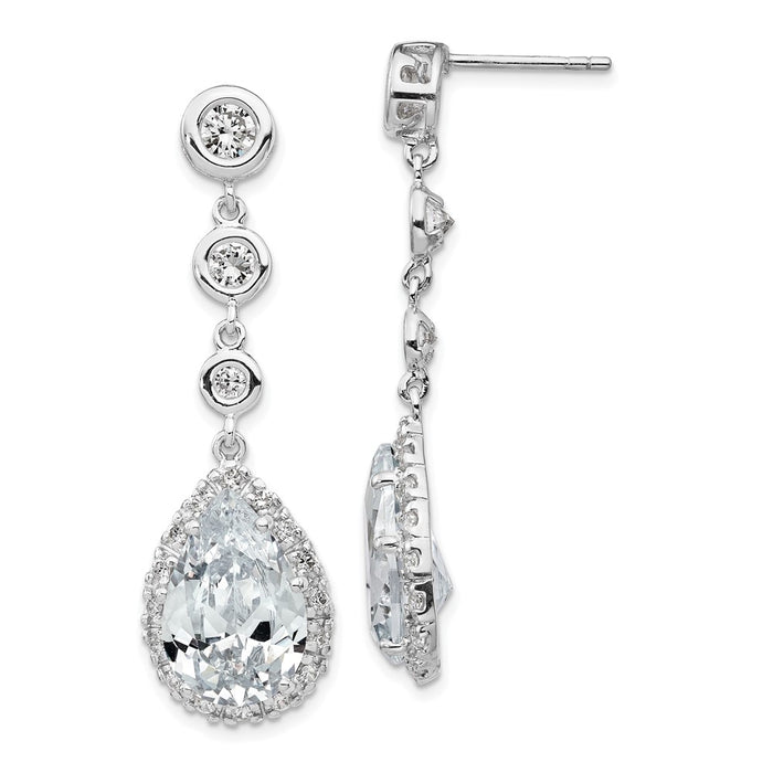 Buy Stylish Cheryl M Sterling Silver Rhodium-Plated CZ Teardrop Halo Earrings-1