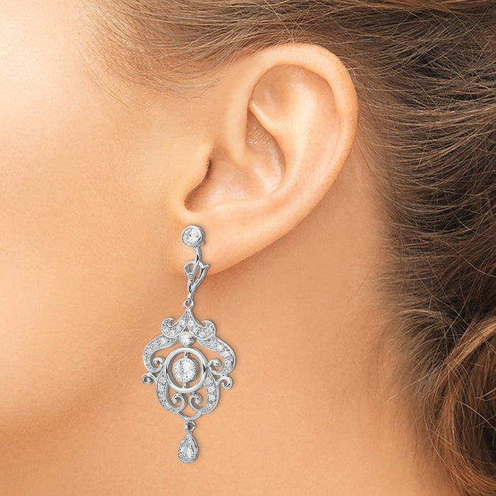 Buy Exclusive Cheryl M Sterling Silver CZ Chandelier Earrings - Stylish Design-3