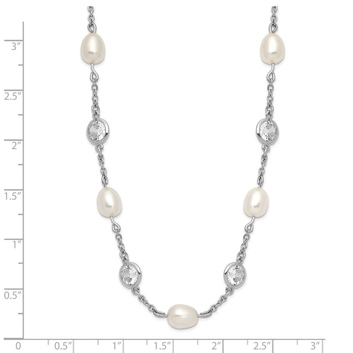 High-Quality 36-Inch Sterling Silver Necklace with Pearls & CZ | Stylish Value-3