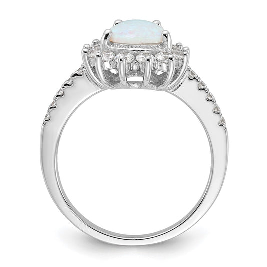 Shop Exclusive Cheryl M Sterling Silver Teardrop Halo Ring, Affordable Opal & CZ