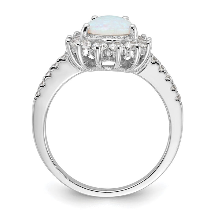 Shop Exclusive Cheryl M Sterling Silver Teardrop Halo Ring, Affordable Opal & CZ-2
