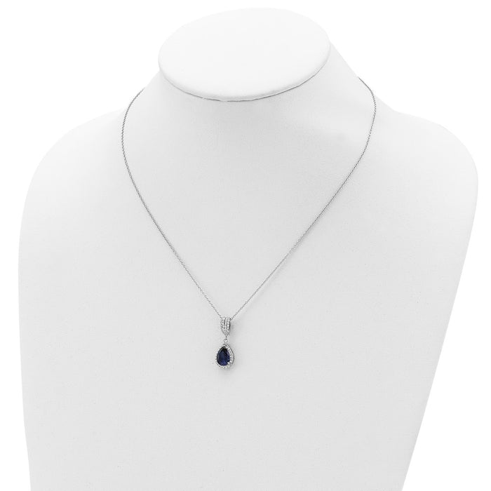 Buy Stylish 18" Cheryl M Teardrop Halo Necklace in Rhodium-Plated Silver-2