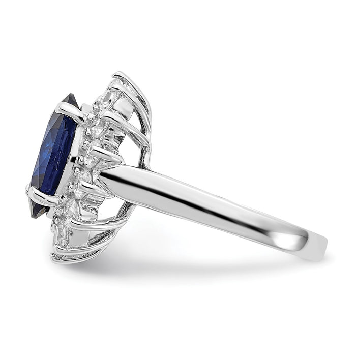 Exclusive Cheryl M  Sterling Silver Halo Ring | 14K Rhodium-Plated with Lab-Created Dark Blue Spinel & CZ Accents-3
