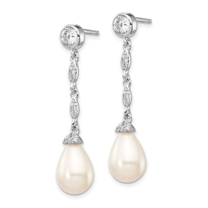Buy Exclusive Cheryl M Teardrop Earrings - 14K Rhodium-Plated Silver, CZ & Pearls-2