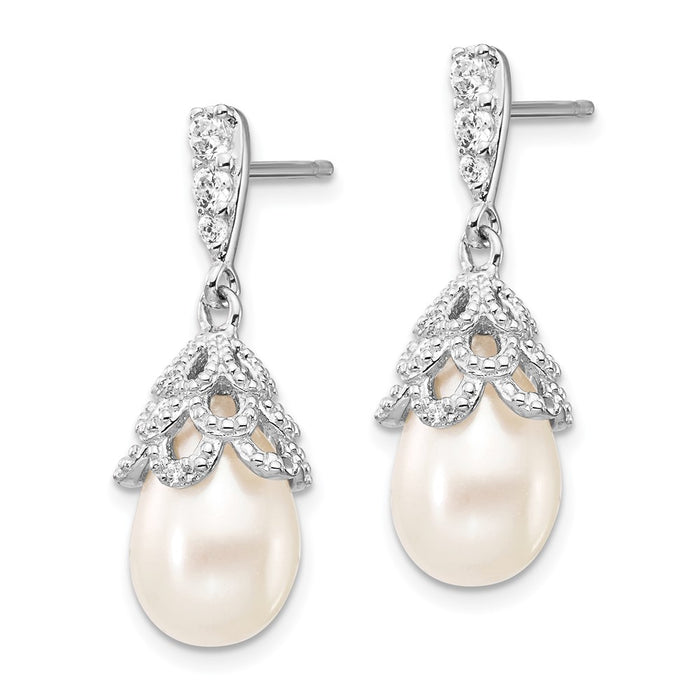 High-Quality Cheryl M Teardrop Earrings: Sterling Silver, Pearls & CZ Sparkle-2
