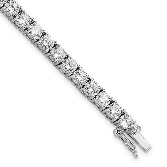 Shop Exclusive 7.25" Rhodium-Plated Sterling Silver Tennis Bracelet - Stylish CZ-1