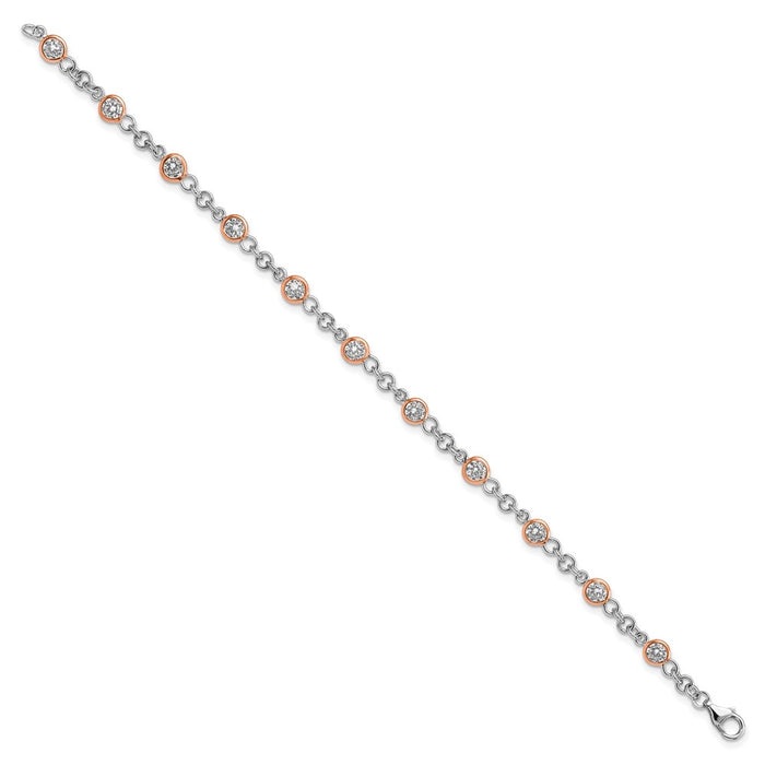 Shop Stylish 11-Station Bracelet in Sterling Silver & Rose Gold - 7.25" CZ-2