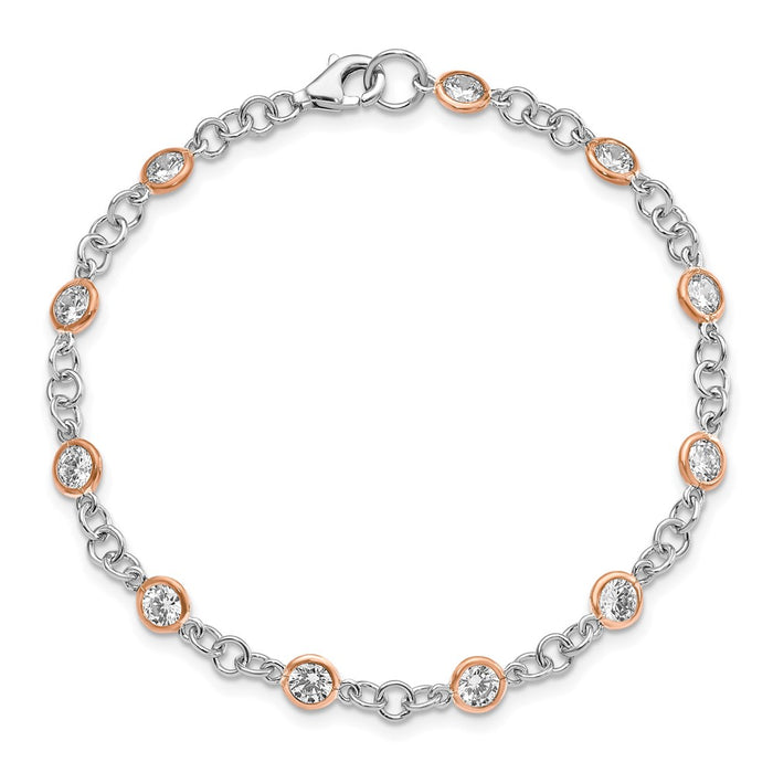 Shop Stylish 11-Station Bracelet in Sterling Silver & Rose Gold - 7.25" CZ-4