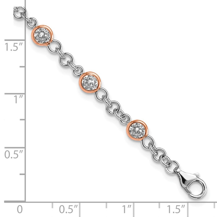 Shop Stylish 11-Station Bracelet in Sterling Silver & Rose Gold - 7.25" CZ-3