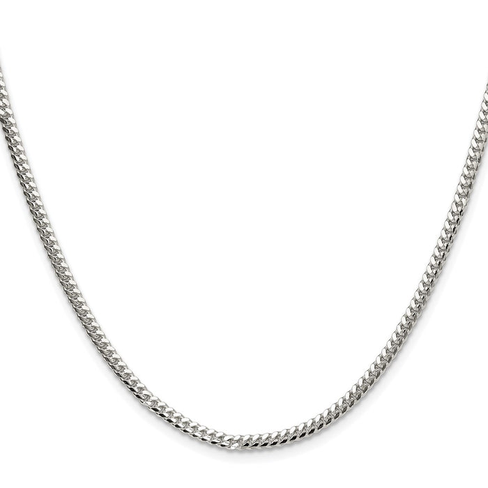 Buy Stylish 2.9mm Polished Domed Curb Chain in Rhodium-Plated Silver-2