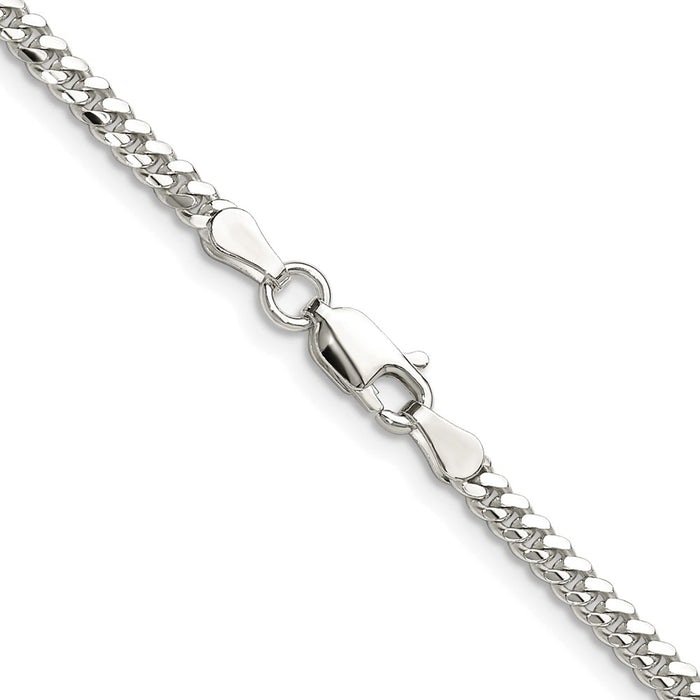 Buy Stylish 2.9mm Polished Domed Curb Chain in Rhodium-Plated Silver-3